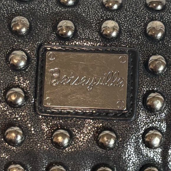 Betsyville by Betsey Johnson Studded Black Metallic Crossbody Bag - Picture 6 of 16